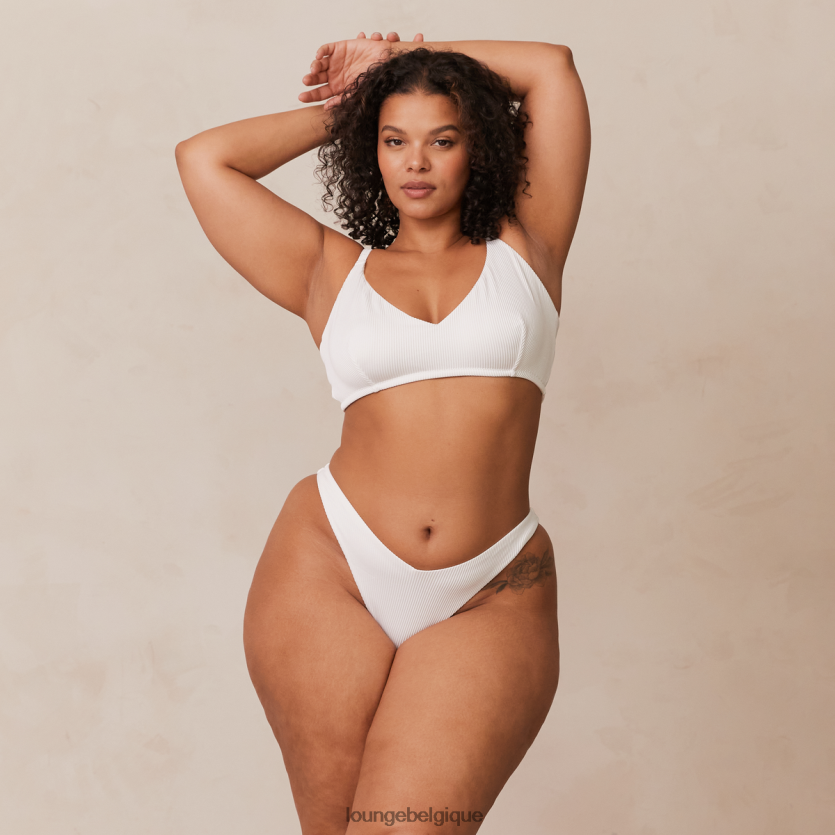 être Lounge femmes Ensemble soutien-gorge triangle côtelé et string/culotte blanc Z66B8F236 sous-vêtement