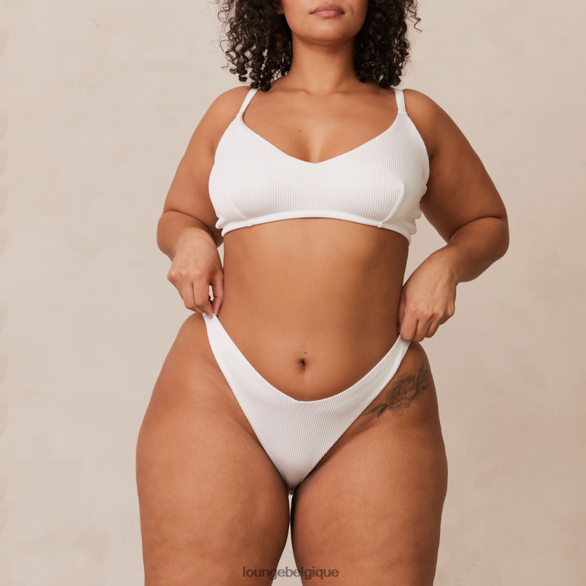 être Lounge femmes Ensemble soutien-gorge triangle côtelé et string/culotte blanc Z66B8F236 sous-vêtement
