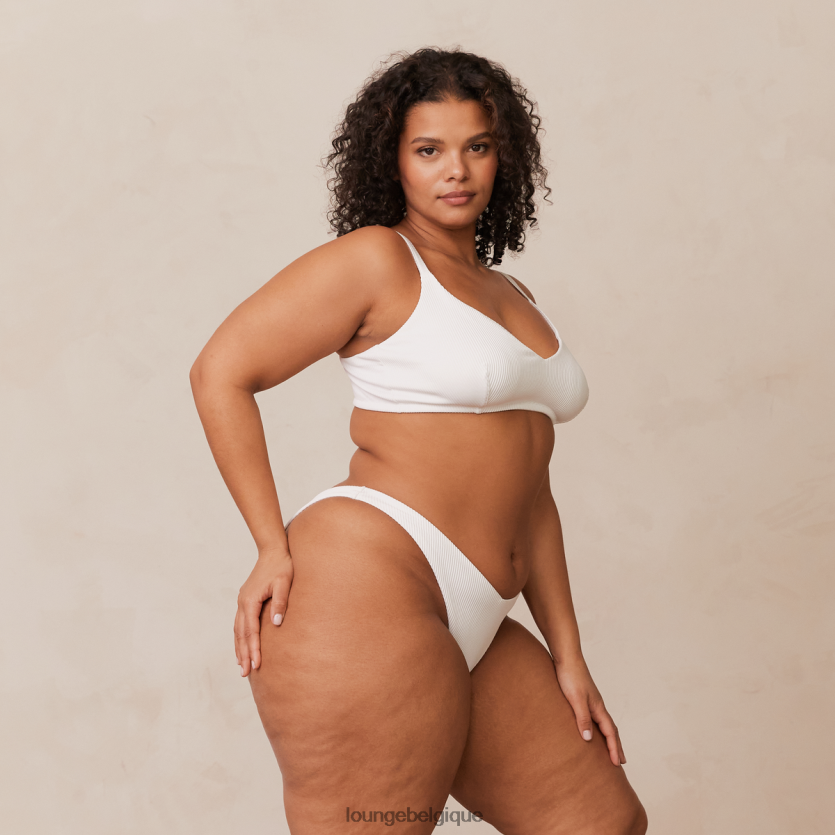être Lounge femmes Ensemble soutien-gorge triangle côtelé et string/culotte blanc Z66B8F236 sous-vêtement