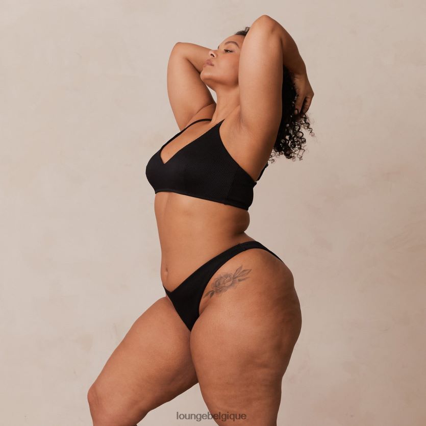 être Lounge femmes Ensemble soutien-gorge triangle côtelé et string/culotte noir Z66B8F233 sous-vêtement