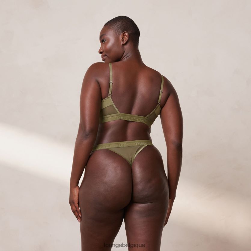 être Lounge femmes ensemble soutien-gorge et string/culotte en maille kaki Z66B8F186 sous-vêtement