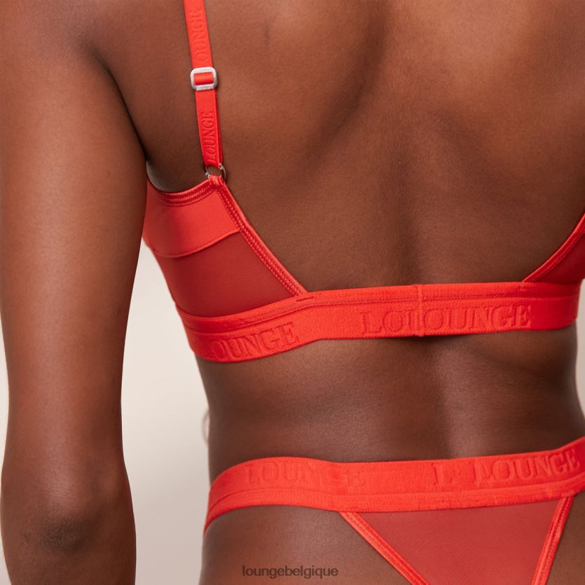 être Lounge femmes ensemble soutien-gorge et string/culotte en maille rouge Z66B8F197 sous-vêtement