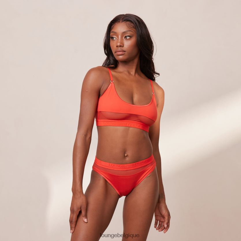 être Lounge femmes ensemble soutien-gorge et string/culotte en maille rouge Z66B8F197 sous-vêtement