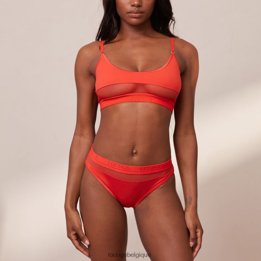 être Lounge femmes ensemble soutien-gorge et string/culotte en maille rouge Z66B8F197 sous-vêtement