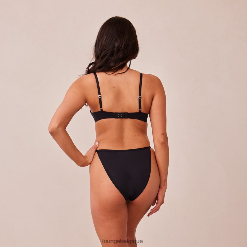 être Lounge femmes ensemble soutien-gorge t-shirt plongeant léger sans armatures et string/culotte noir Z66B8F226 sous-vêtement