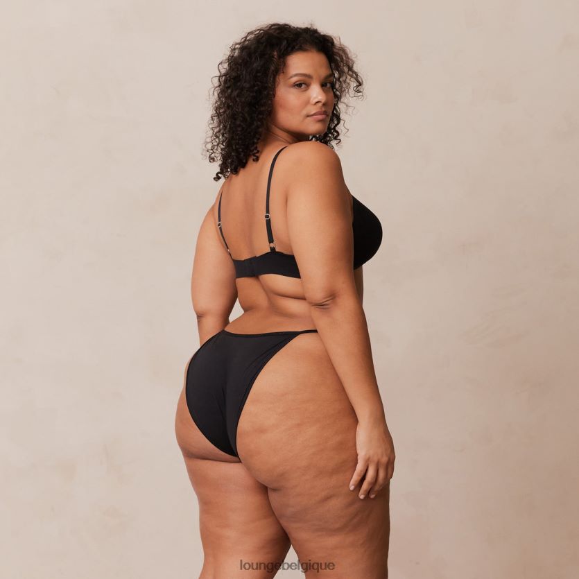 être Lounge femmes ensemble soutien-gorge t-shirt plongeant léger sans armatures et string/culotte noir Z66B8F226 sous-vêtement