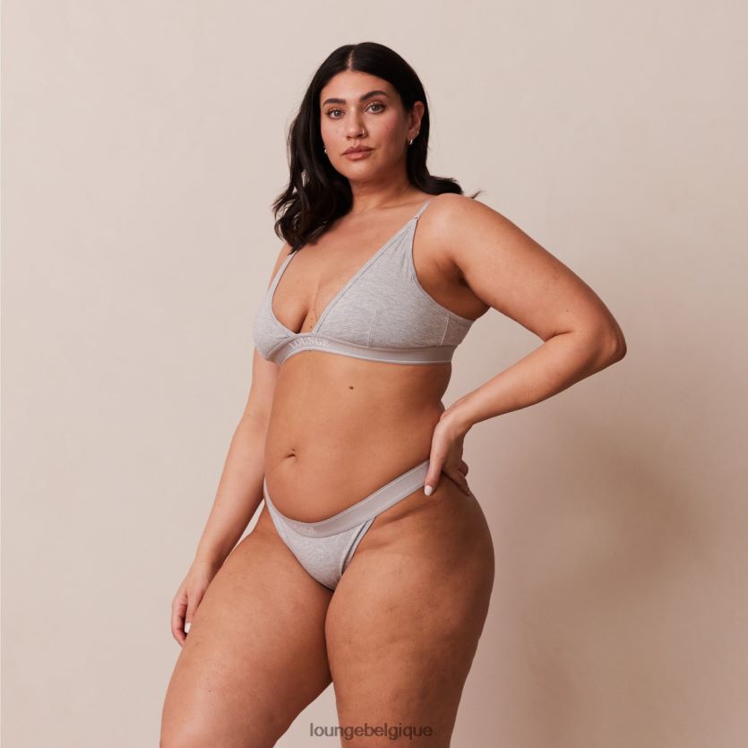 être Lounge femmes ensemble soutien-gorge triangle minimal en bambou et string/culotte gris Z66B8F214 sous-vêtement