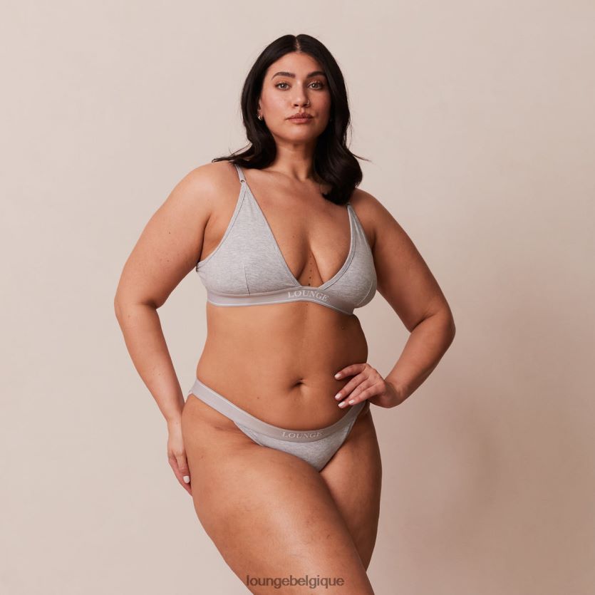 être Lounge femmes ensemble soutien-gorge triangle minimal en bambou et string/culotte gris Z66B8F214 sous-vêtement