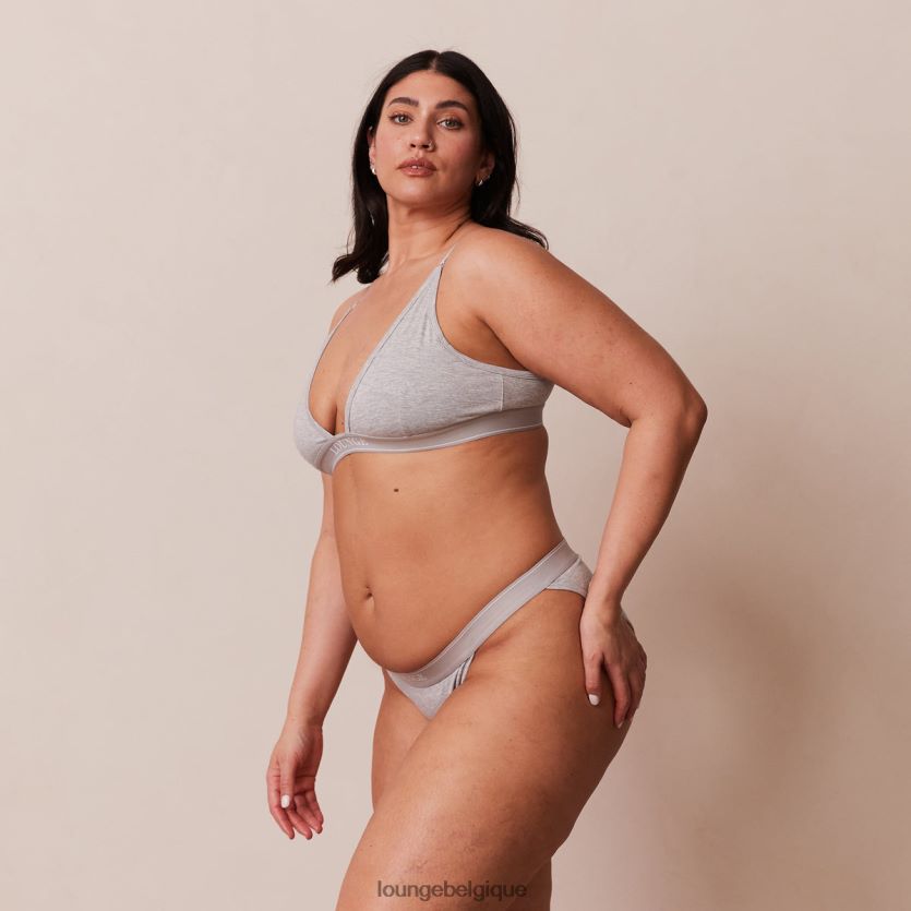 être Lounge femmes ensemble soutien-gorge triangle minimal en bambou et string/culotte gris Z66B8F214 sous-vêtement