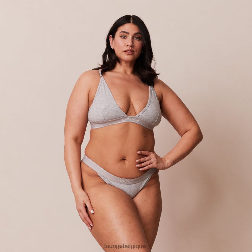être Lounge femmes ensemble soutien-gorge triangle minimal en bambou et string/culotte gris Z66B8F214 sous-vêtement