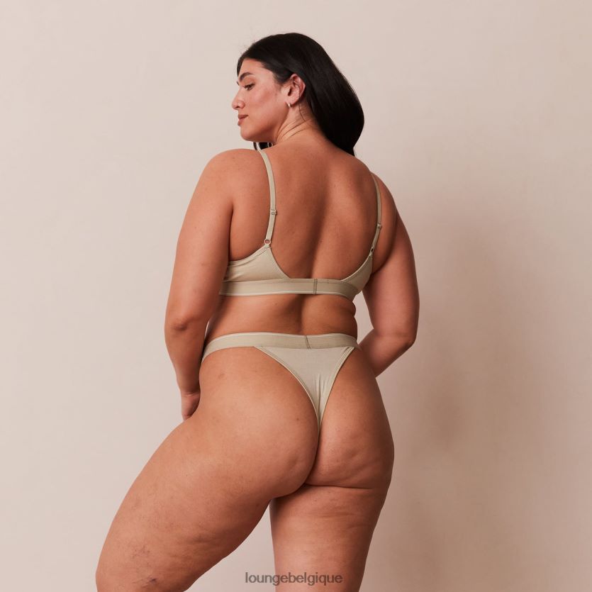 être Lounge femmes ensemble soutien-gorge triangle minimal en bambou et string/culotte olive Z66B8F218 sous-vêtement