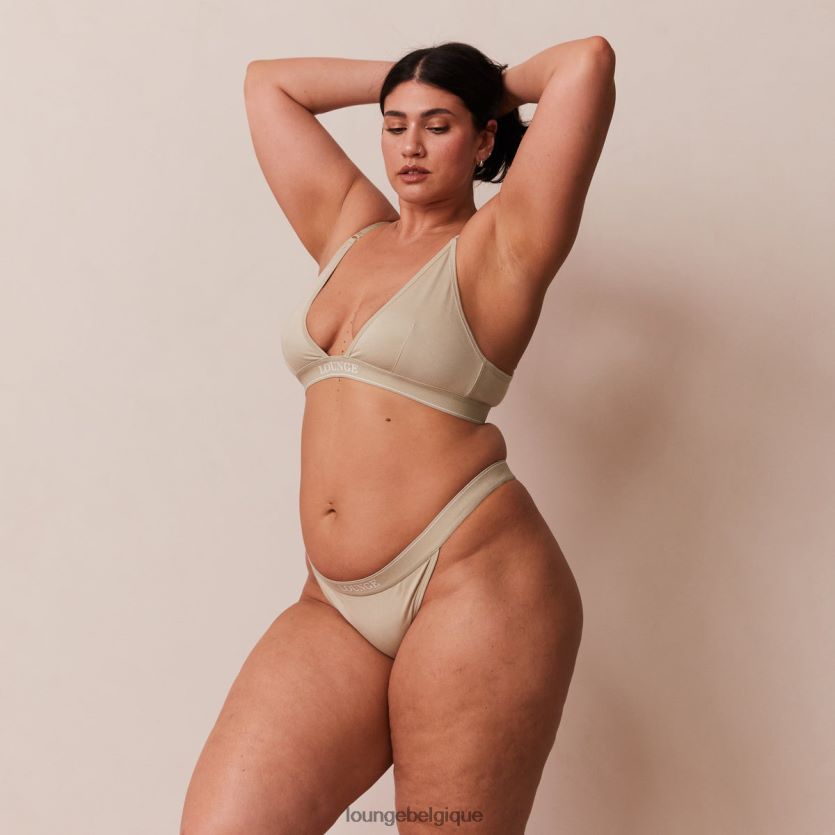 être Lounge femmes ensemble soutien-gorge triangle minimal en bambou et string/culotte olive Z66B8F218 sous-vêtement