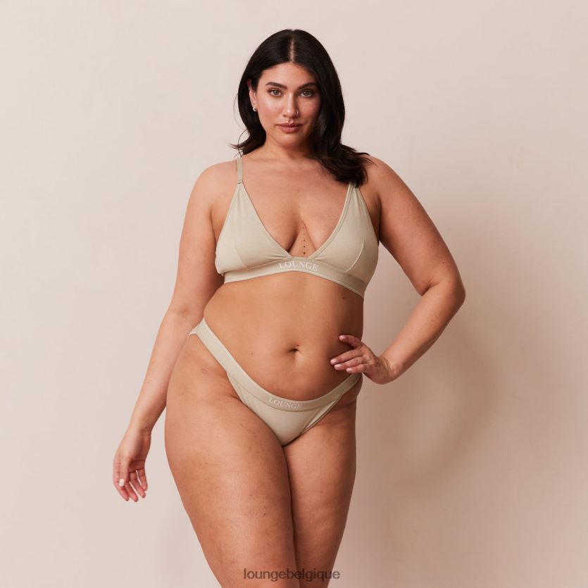 être Lounge femmes ensemble soutien-gorge triangle minimal en bambou et string/culotte olive Z66B8F218 sous-vêtement