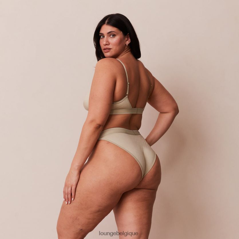 être Lounge femmes ensemble soutien-gorge triangle minimal en bambou et string/culotte olive Z66B8F218 sous-vêtement