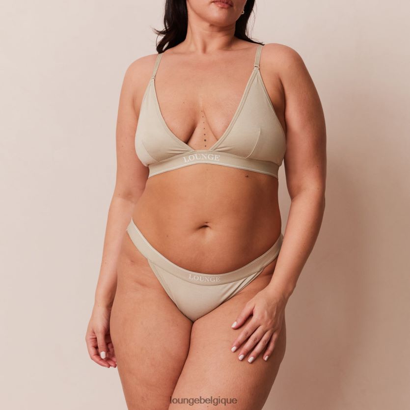 être Lounge femmes ensemble soutien-gorge triangle minimal en bambou et string/culotte olive Z66B8F218 sous-vêtement