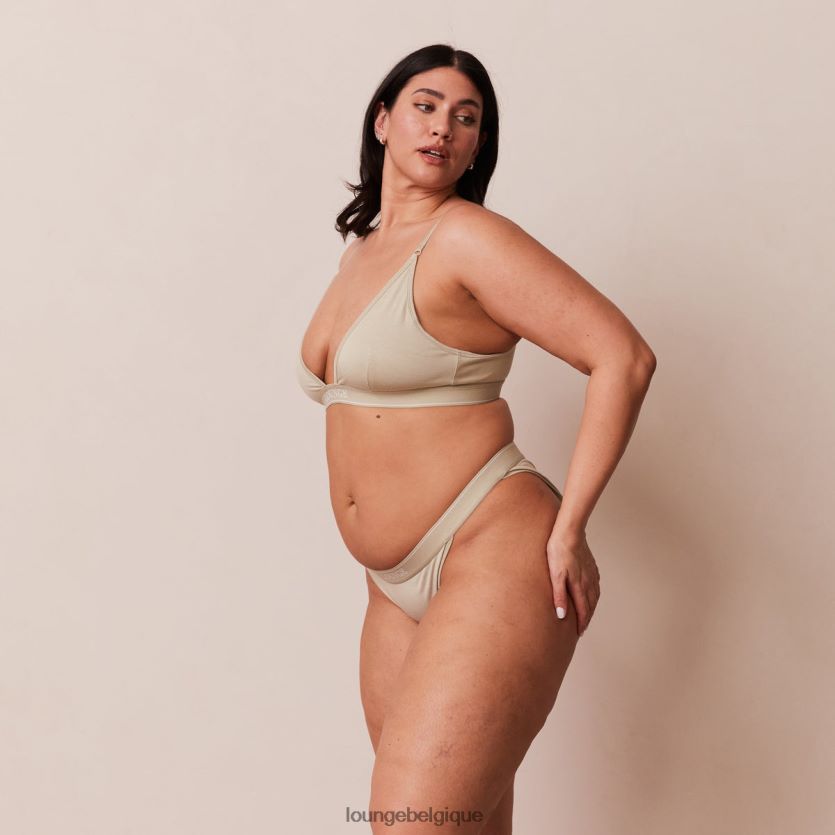 être Lounge femmes ensemble soutien-gorge triangle minimal en bambou et string/culotte olive Z66B8F218 sous-vêtement