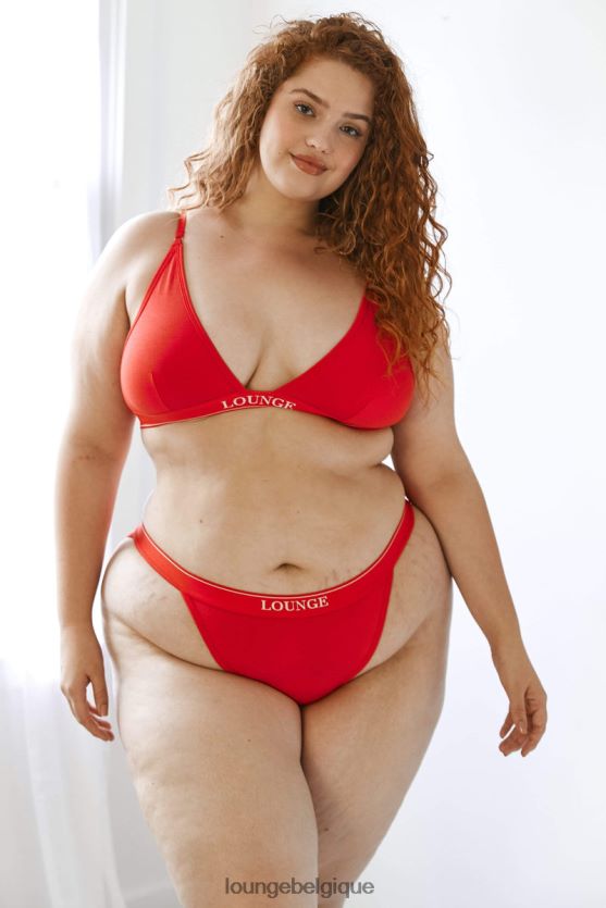 être Lounge femmes ensemble soutien-gorge triangle minimal en bambou et string/culotte rouge Z66B8F211 sous-vêtement