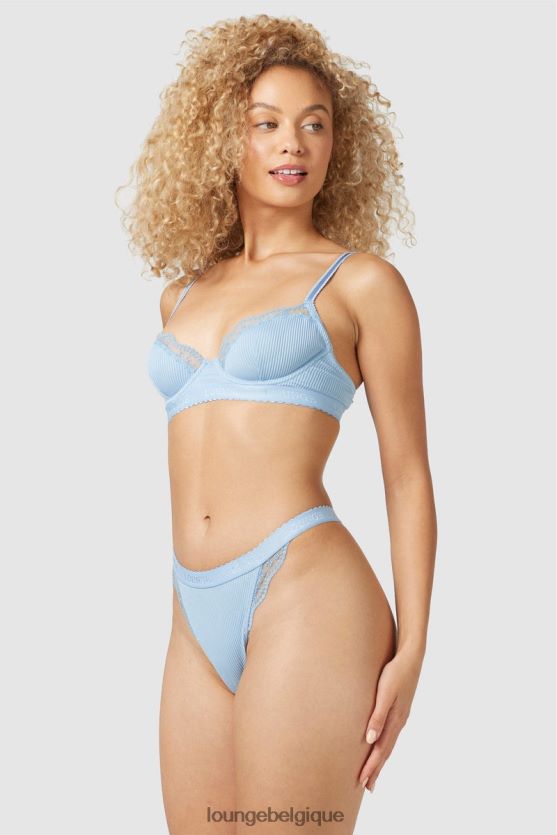 être Lounge femmes Ensemble soutien-gorge balconnet côtelé et string/culotte bleu Z66B8F89 sous-vêtement