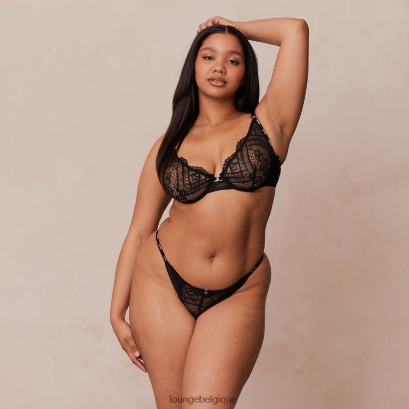 être Lounge femmes ensemble soutien-gorge balconnet charmé et string/culotte noir Z66B8F16 sous-vêtement