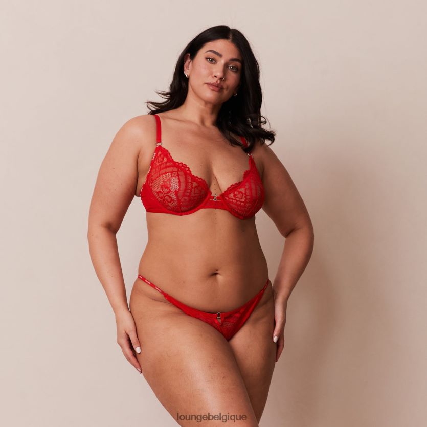 être Lounge femmes ensemble soutien-gorge balconnet charmé et string/culotte rouge Z66B8F47 sous-vêtement