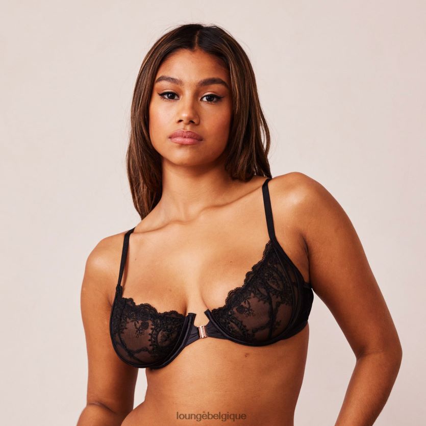 être Lounge femmes ensemble soutien-gorge balconnet et string/culotte à fermeture sur le devant noir Z66B8F126 sous-vêtement