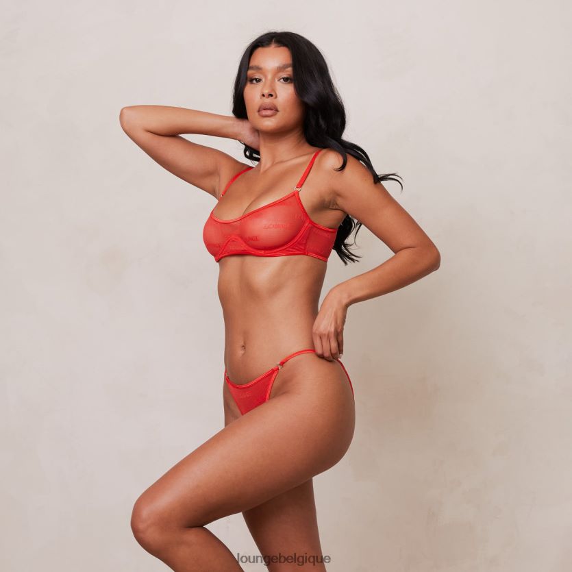 être Lounge femmes ensemble soutien-gorge et string/culotte en maille audacieuse rouge Z66B8F48 sous-vêtement