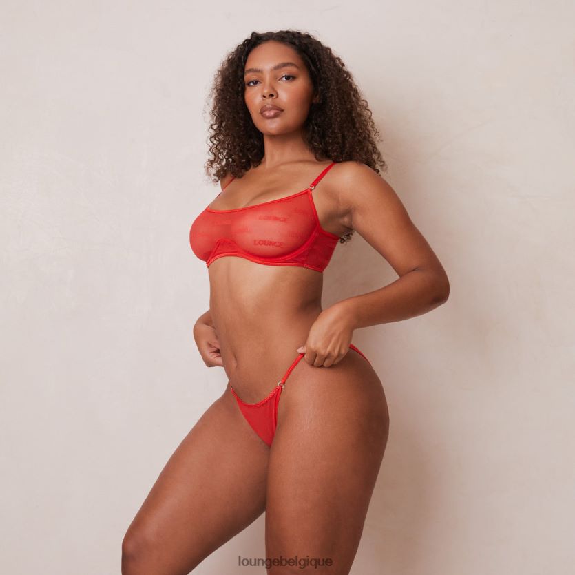 être Lounge femmes ensemble soutien-gorge et string/culotte en maille audacieuse rouge Z66B8F48 sous-vêtement