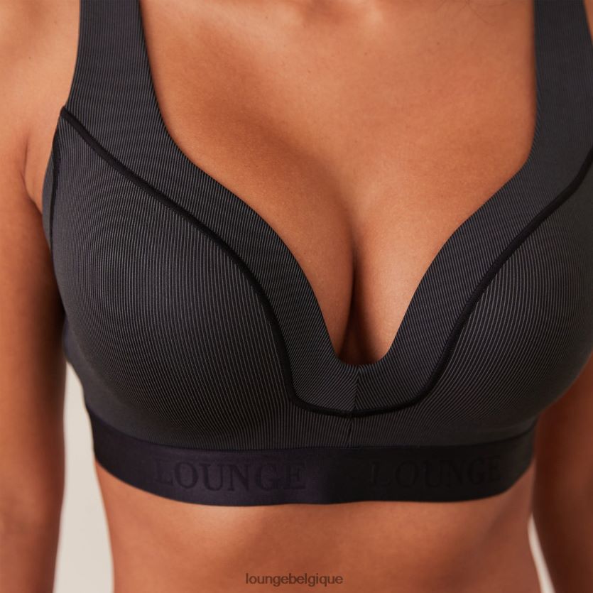 être Lounge femmes ensemble soutien-gorge et string/slips côtelés noir Z66B8F165 sous-vêtement