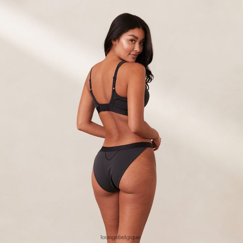 être Lounge femmes ensemble soutien-gorge et string/slips côtelés noir Z66B8F165 sous-vêtement