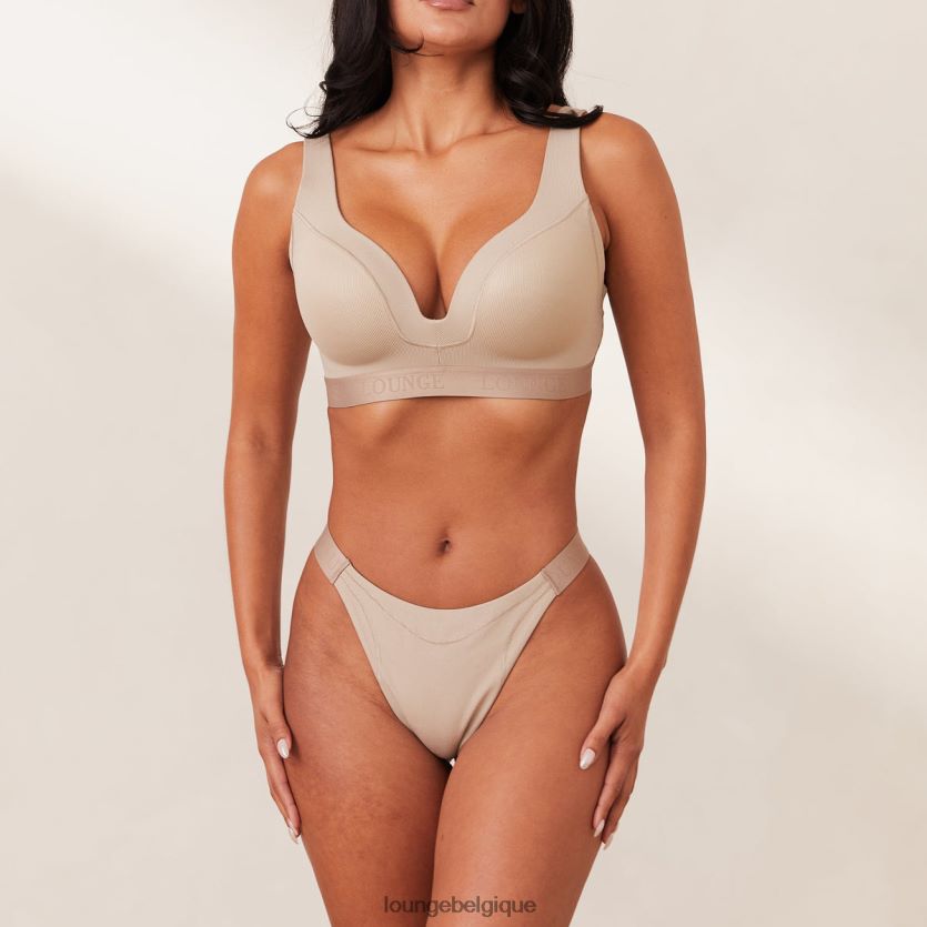 être Lounge femmes ensemble soutien-gorge et string/slips côtelés vison Z66B8F168 sous-vêtement