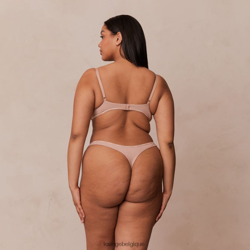 être Lounge femmes ensemble soutien-gorge et string t-shirt côtelé si doux taupe Z66B8F34 sous-vêtement