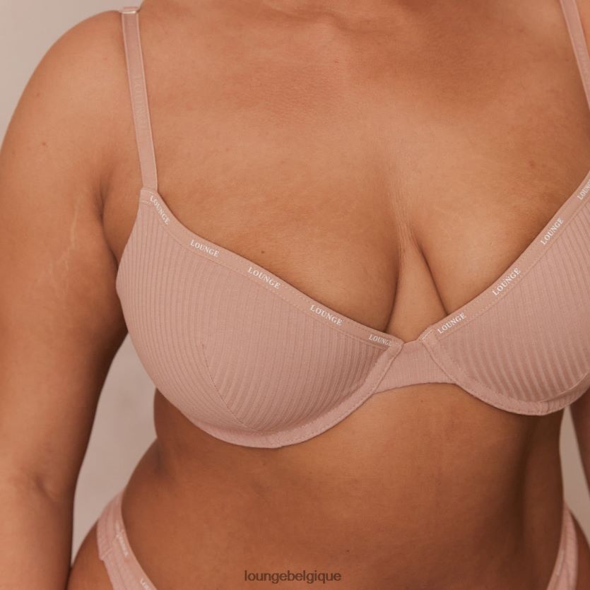 être Lounge femmes ensemble soutien-gorge et string t-shirt côtelé si doux taupe Z66B8F34 sous-vêtement