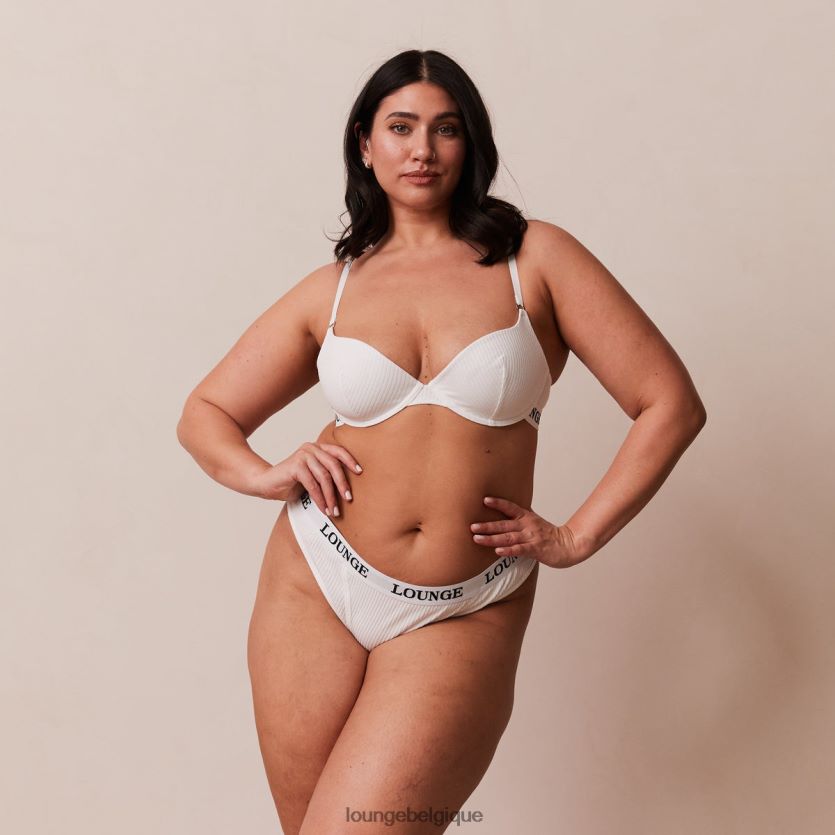 être Lounge femmes ensemble soutien-gorge et string t-shirt côtelé ultra confort blanc Z66B8F86 sous-vêtement