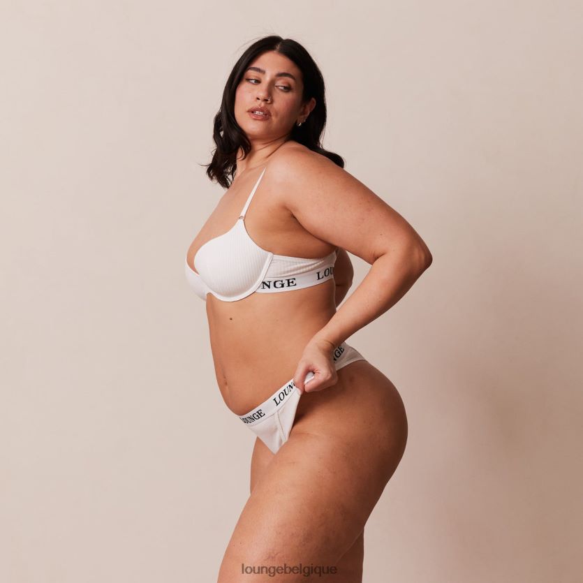 être Lounge femmes ensemble soutien-gorge et string t-shirt côtelé ultra confort blanc Z66B8F86 sous-vêtement