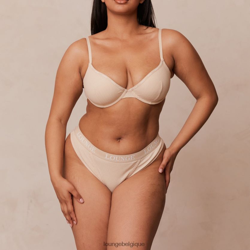 être Lounge femmes ensemble soutien-gorge et string t-shirt côtelé ultra confort latté Z66B8F80 sous-vêtement