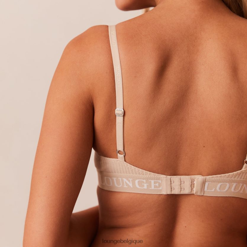 être Lounge femmes ensemble soutien-gorge et string t-shirt côtelé ultra confort latté Z66B8F80 sous-vêtement