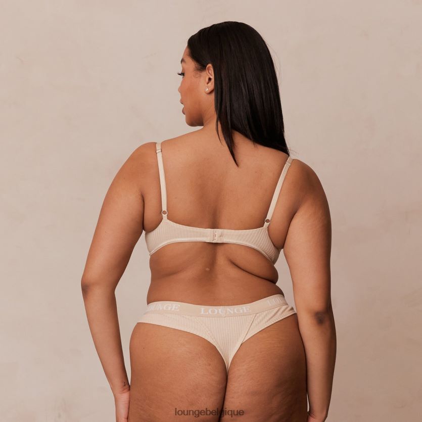 être Lounge femmes ensemble soutien-gorge et string t-shirt côtelé ultra confort latté Z66B8F80 sous-vêtement