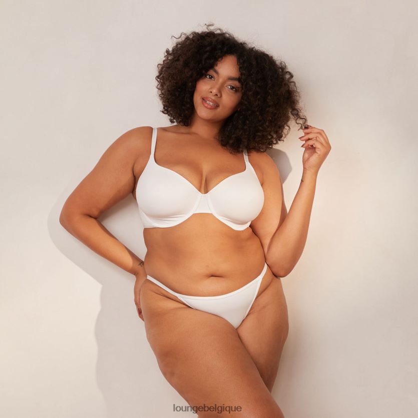 être Lounge femmes ensemble soutien-gorge t-shirt classique lisse et string/culotte blanc Z66B8F150 sous-vêtement