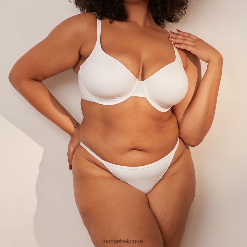 être Lounge femmes ensemble soutien-gorge t-shirt classique lisse et string/culotte blanc Z66B8F150 sous-vêtement