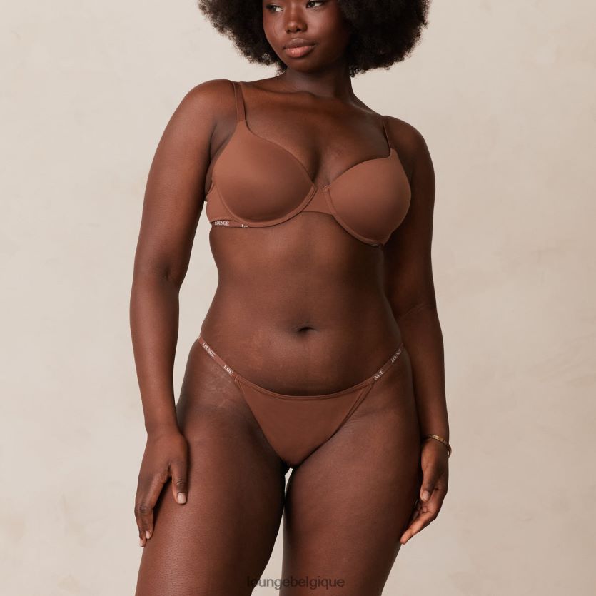 être Lounge femmes ensemble soutien-gorge t-shirt classique lisse et string/culotte châtaigne Z66B8F146 sous-vêtement