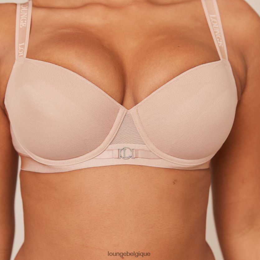 être Lounge femmes ensemble soutien-gorge t-shirt en maille lisse et string/culotte taupe Z66B8F127 sous-vêtement