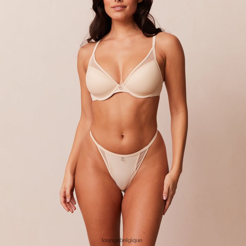 être Lounge femmes ensemble soutien-gorge t-shirt plongeant classique et string/culotte latté Z66B8F114 sous-vêtement