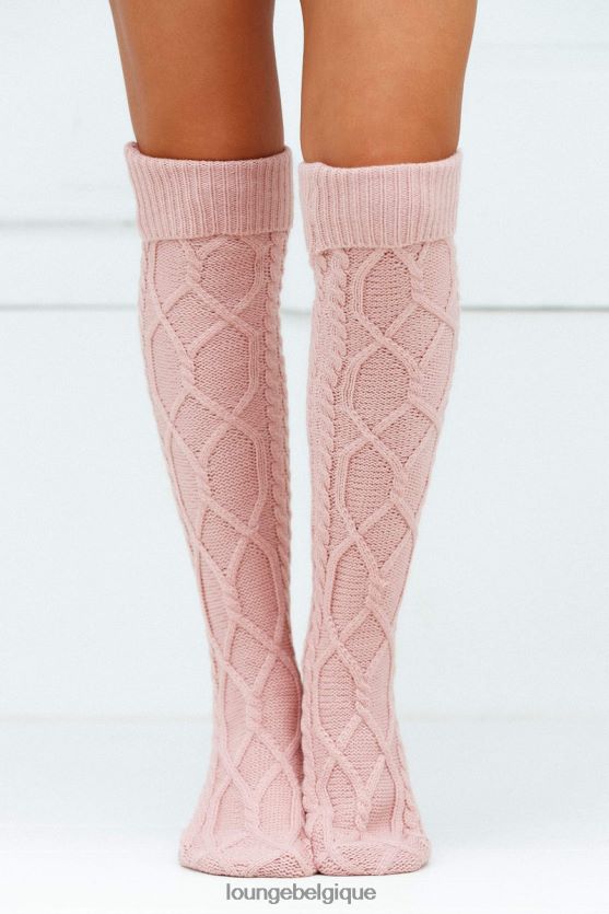 être Lounge femmes chaussettes tricotées confortables jusqu'aux genoux rose Z66B8F963 vêtements