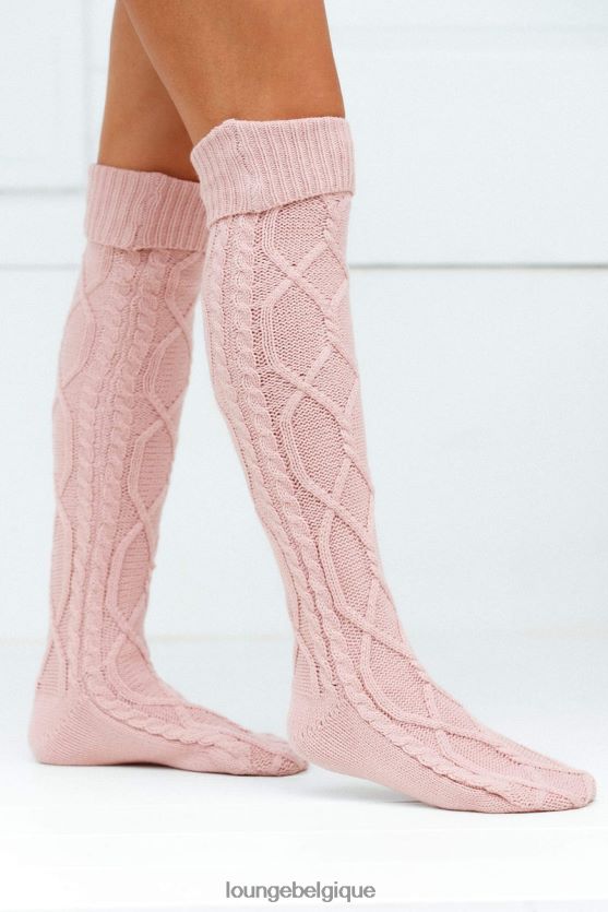 être Lounge femmes chaussettes tricotées confortables jusqu'aux genoux rose Z66B8F963 vêtements