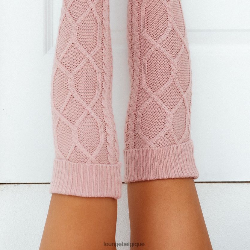 être Lounge femmes chaussettes tricotées confortables jusqu'aux genoux rose Z66B8F963 vêtements
