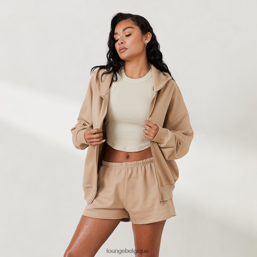 être Lounge femmes sweat à capuche zippé oversize x Jess Hunt caramel Z66B8F811 vêtements