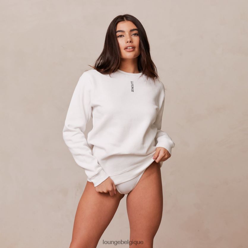 être Lounge femmes pull à col rond blanc Z66B8F865 vêtements