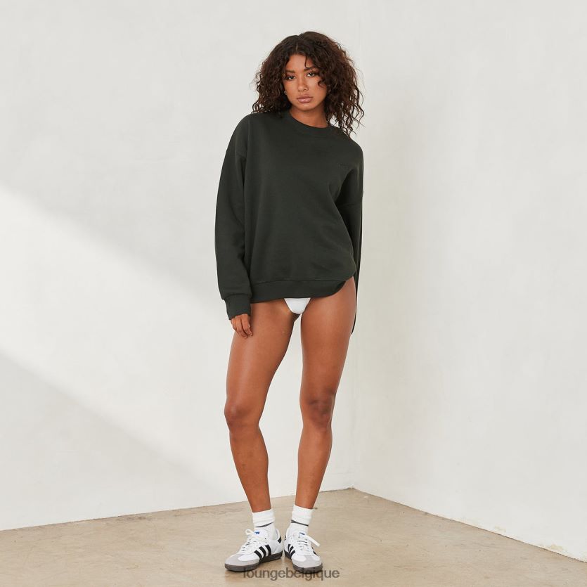 être Lounge femmes pull essentiel à col rond vert sapin Z66B8F880 vêtements