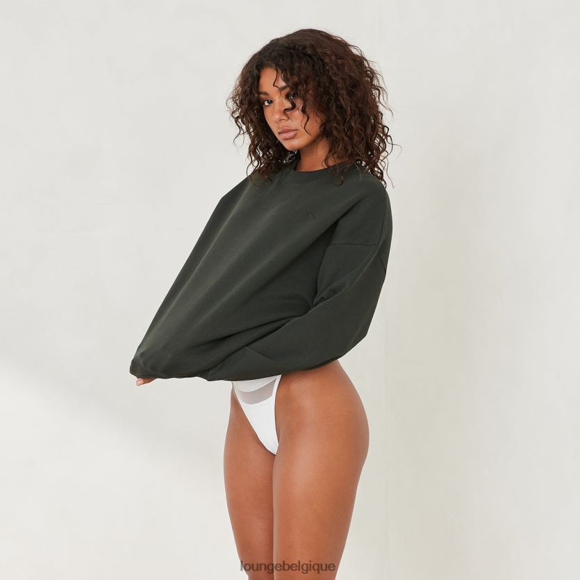 être Lounge femmes pull essentiel à col rond vert sapin Z66B8F880 vêtements