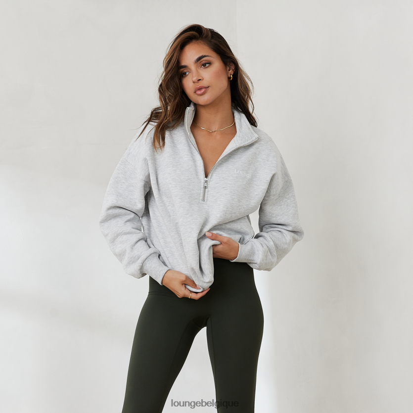 être Lounge femmes pull oversize zippé à quart de zip essentiel mélange de givre Z66B8F887 vêtements